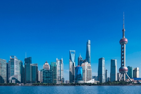 Litoral de Shanghai com o World Financial Center