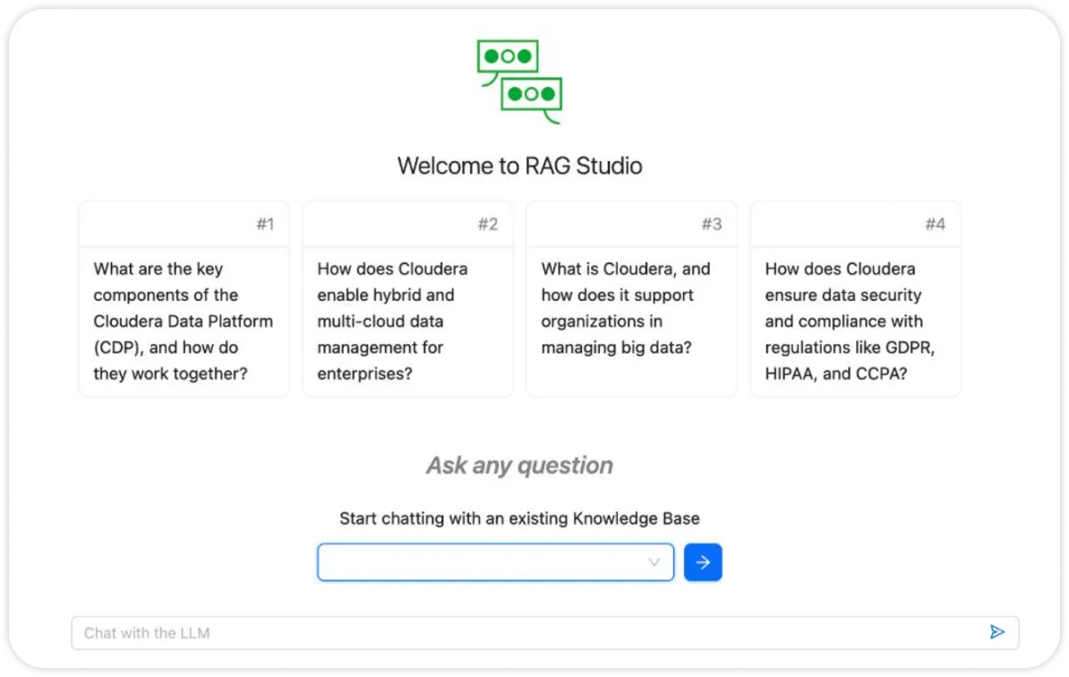 Captura de tela do produto RAG Studio no Cloudera AI Studios