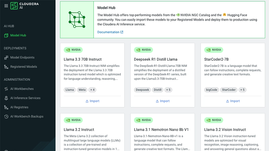 Captura de tela do produto Cloudera AI