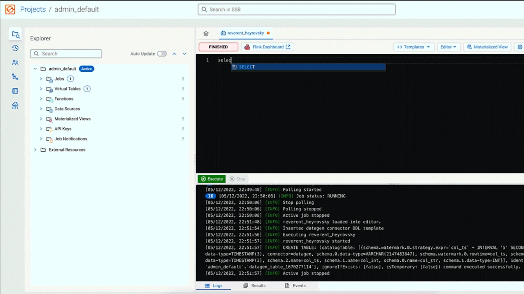 Captura de tela do produto SQL Streambuilder